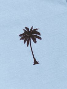Manfinity VCAY Men Coconut Tree Print Tank Top - Baby Blue - View 4