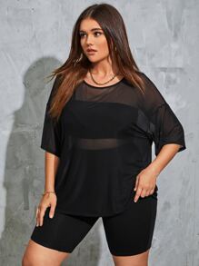 SHEIN EZwear de hombros caídos Top & tubo & Shorts biker - Negro - Ver 6