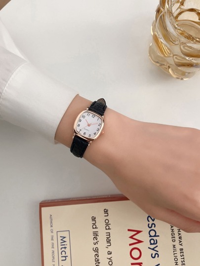 1 pezzo Orologio da donna quadrato con lancette al quarzo