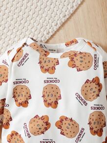 Baby Cookies & Letter Graphic Jumpsuit & Hat - Multicolor - View 3