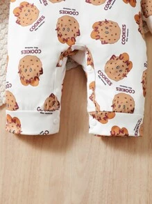 Baby Cookies & Letter Graphic Jumpsuit & Hat - Multicolor - View 5