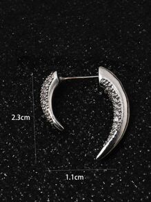 1 Pieza Pendiente De Oreja De Cuerno En Forma De Media Luna Para Hombre - Plateado - Ver 4