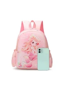 女孩卡通人物圖案後背包 - 粉色 - 查看 4