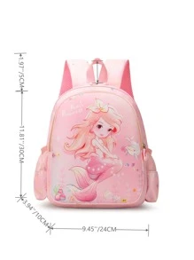 女孩卡通人物圖案後背包 - 粉色 - 查看 6