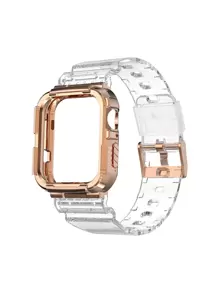 表带兼容 Apple Watch 9/8/7/6/5 44 毫米 45 毫米 40 毫米 41 毫米，运动系列坚固表壳保护套兼容 Apple Watch 6/SE/5/4/3 42/44/45 毫米男女款，可作为返校学生的礼物 - 無色 - 查看 1