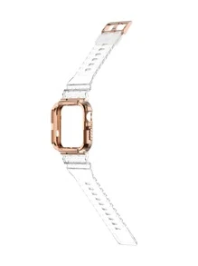 表带兼容 Apple Watch 9/8/7/6/5 44 毫米 45 毫米 40 毫米 41 毫米，运动系列坚固表壳保护套兼容 Apple Watch 6/SE/5/4/3 42/44/45 毫米男女款，可作为返校学生的礼物 - 無色 - 查看 2