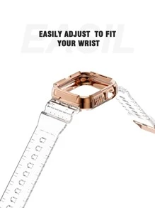 表带兼容 Apple Watch 9/8/7/6/5 44 毫米 45 毫米 40 毫米 41 毫米，运动系列坚固表壳保护套兼容 Apple Watch 6/SE/5/4/3 42/44/45 毫米男女款，可作为返校学生的礼物 - 無色 - 查看 3