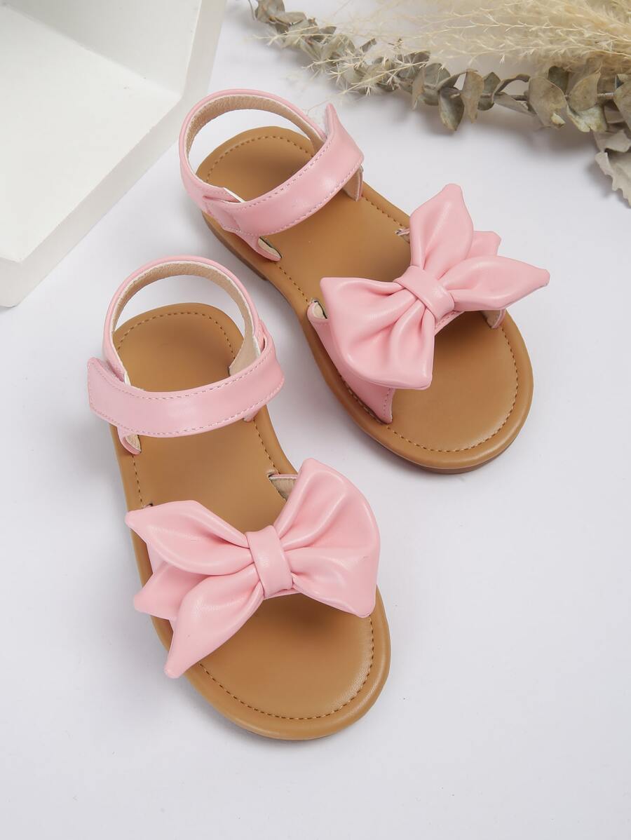 Girls Bow Decor Ankle Strap Sandals - Pink - View 1