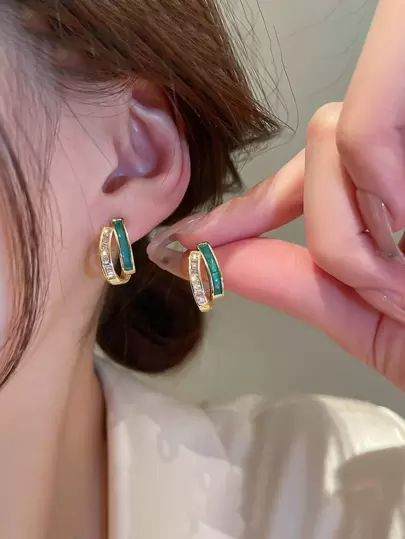 Andkiss 方晶鋯石裝飾耳釘