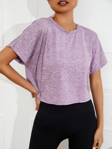 Camiseta deportiva de espalda abierta de manga murciélago - Púrpura malva - Ver 3