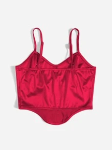 Chiquease Curved Hem Satin Cami Top - Red - View 2