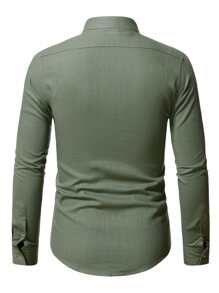 Manfinity RSRT Hombres Camisa cuello alzado con botón
