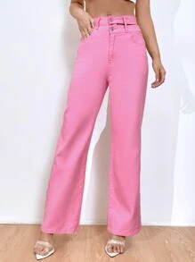 Cut Out Waist Jeans - Pink - View 5