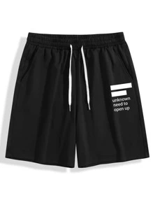 Manfinity Homme Men Slogan & Graphic Tee And  Drawstring Shorts Set - Multicolor - View 3