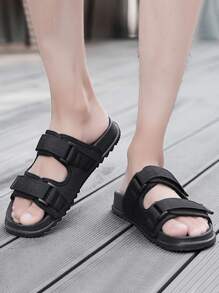 Dép nam mùa hè Dép nam có dây buộc móc và vòng - màu đen - Xem 3