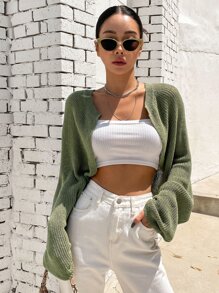 DAZY Cárdigan con manga raglán de punto acanalado