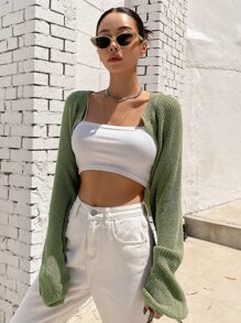 DAZY Cárdigan con manga raglán de punto acanalado