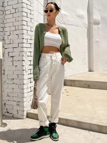 DAZY Cárdigan con manga raglán de punto acanalado