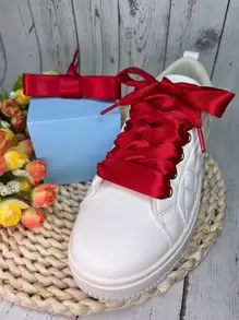 Giải trí Thời trang Thoải mái Xa ten Dây giày - Màu Đỏ Sâu - Xem 1