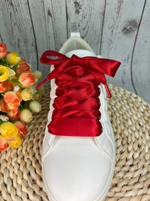 Giải trí Thời trang Thoải mái Xa ten Dây giày - Màu Đỏ Sâu - Xem 4