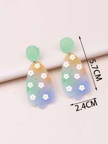 花卉圖案耳墜 - 彩色 - 查看 3