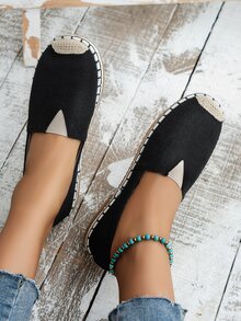 一腳蹬平底鞋 - 黑色 - 查看 1