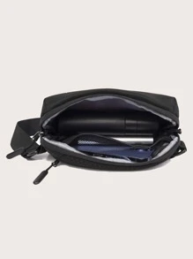 Men Zip Front Square Bag - Black - View 5