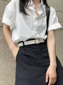 DAZY Cinturón con hebilla metálica - Blanco - Ver 2