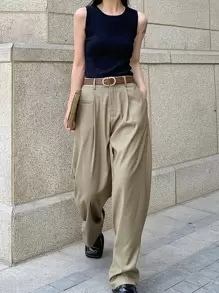 DAZY Stitch Detail Buckle Belt - Coffee Brown - View 4