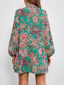 Vestido babydoll con estampado de paisley - Multicolor - Ver 2