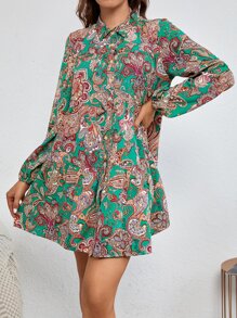 Vestido babydoll con estampado de paisley - Multicolor - Ver 6