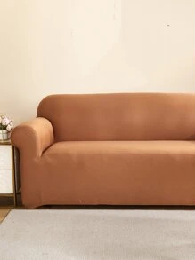 1pc Solid Stretchy Sofa Slipcover - Camel - View 7