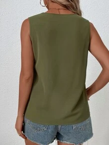 SHEIN LUNE Blusa panel con encaje - Verde militar - Ver 2