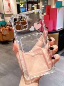 心形紋路卡槽手機殼，適用於 iPhone 11、iPhone 13、iPhone 14 Pro Max - 無色 - 查看 3