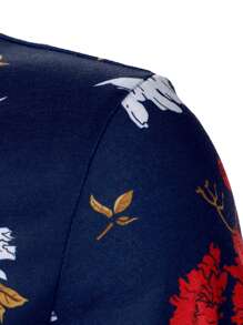 Manfinity RSRT Men Floral Print Polo Shirt - Navy Blue - View 6