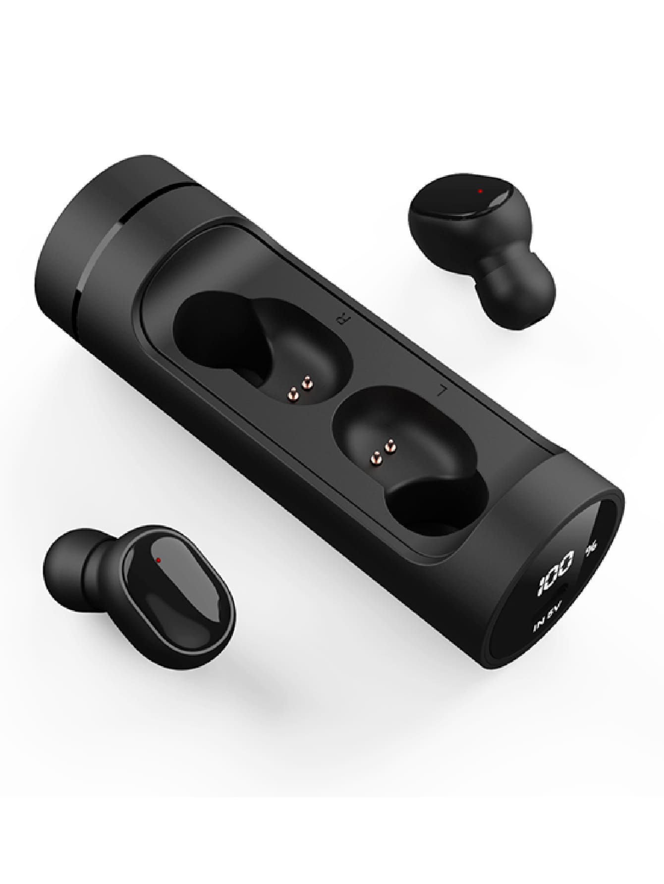 Ti2 Digital Display Rotatable Earphones - Black - View 1