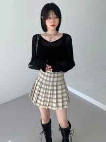 DAZY 實心針織毛衣 - 黑色 - 查看 5