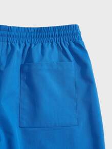 Manfinity VCAY Loose Men Letter & Cartoon Face Print Drawstring Waist Shorts - Royal Blue - View 3