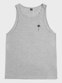 Manfinity VCAY Hombres Top tank con estampado de árbol de coco - Gris Claro - Ver 1