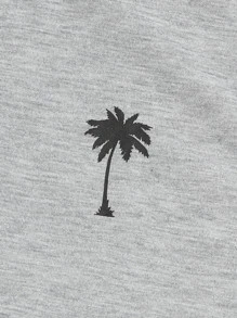 Manfinity VCAY Hombres Top tank con estampado de árbol de coco - Gris Claro - Ver 3