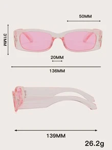 1pc Rectangular Narrow Frame Sunglasses, Suitable For Street Style, Travel, Sports, Driving, Festivals, Beach, Music Festivals, Outings, Summer Accessories, Vacation, Family Outings, Golf, Hiking, Elegant Attire, Street Style Accessories, Sports, Parties, Outdoor Activities, Fishing, Holidays, Outdoor Activities, Vacation - Pink - View 4