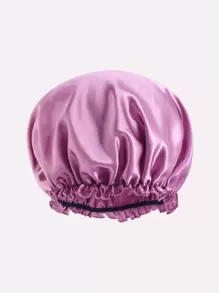 1pc Ladies' Satin Lace Sleep Cap, Home Cap, Makeup Cap, Hair Cap, Suitable For Daily Use - Mauve Purple - View 2