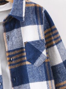 SHEIN 小男童格紋印花口袋貼布外套不帶T恤