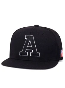 1pc Men American Flag & Letter Embroidered Hip Hop Cap - Black - View 1