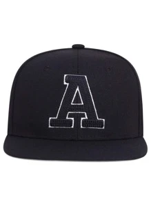 1pc Men American Flag & Letter Embroidered Hip Hop Cap - Black - View 3