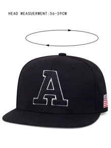 1pc Men American Flag & Letter Embroidered Hip Hop Cap - Black - View 4