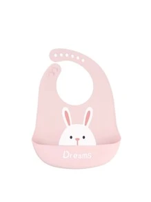 嬰兒卡通兔子圖案圍兜 - 粉色 - 查看 1