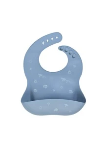 嬰兒卡通車輛圖案圍兜 - 藍色 - 查看 1