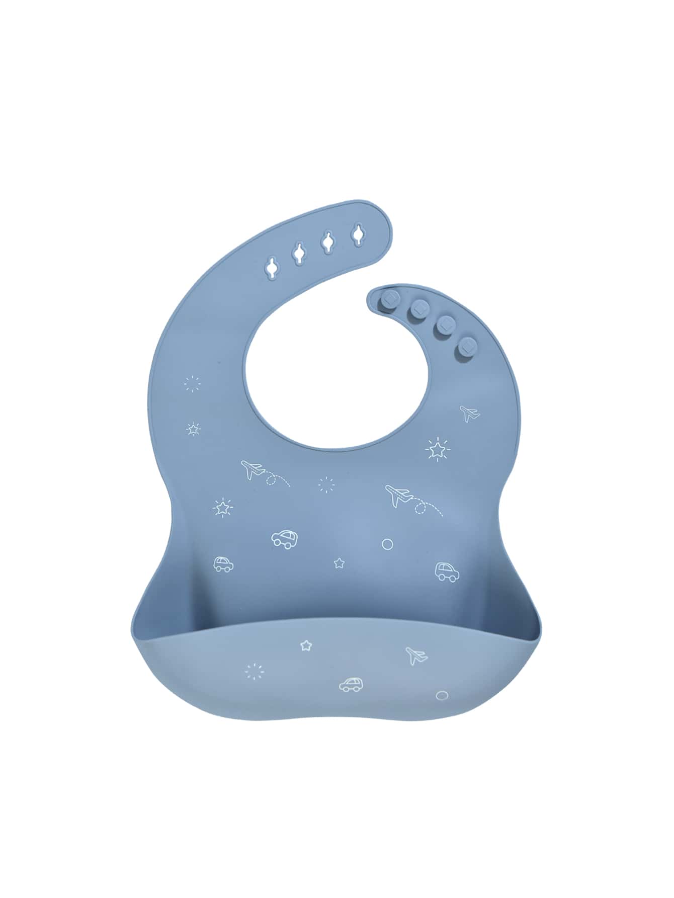 嬰兒卡通車輛圖案圍兜 - 藍色 - 查看 1