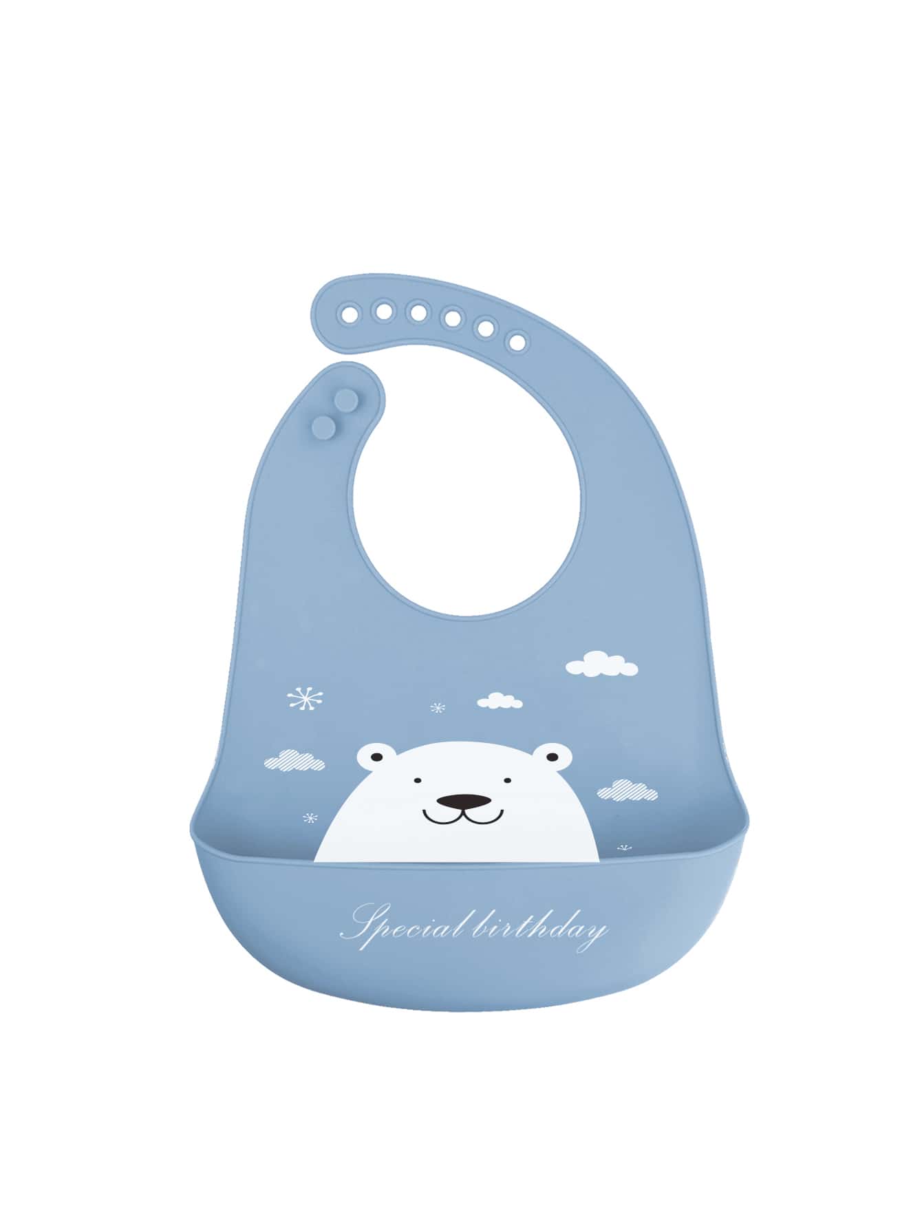 嬰兒卡通圖案圍兜 - 藍色 - 查看 1